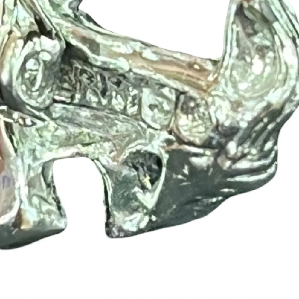 Vintage Gerry's Yorkie Dog BroochSilver‎ Tone Blue Rhinestones EnamelPuppy Pin